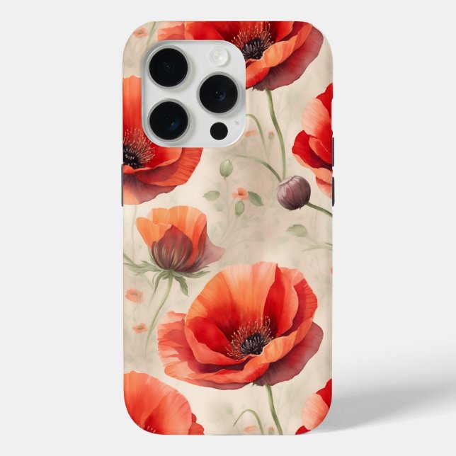 Poppy flower pastel pattern Case-Mate iPhone case (Back)