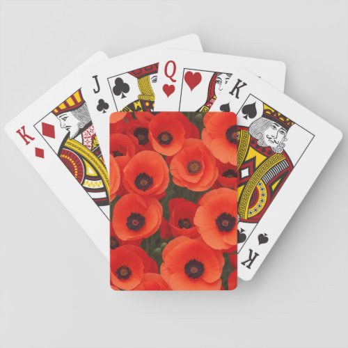 Poppy flower pattern poker cards