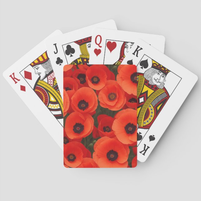 Poppy flower pattern poker cards (Back)