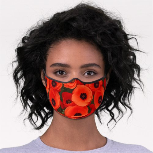 Poppy flower pattern premium face mask