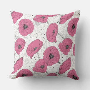Poppy Flower Pattern throw pillows