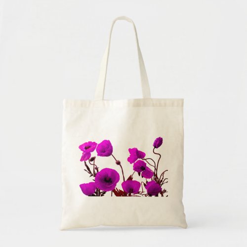 Poppy Flower Purple Floral Wedding Bridesmaid Gift Tote Bag