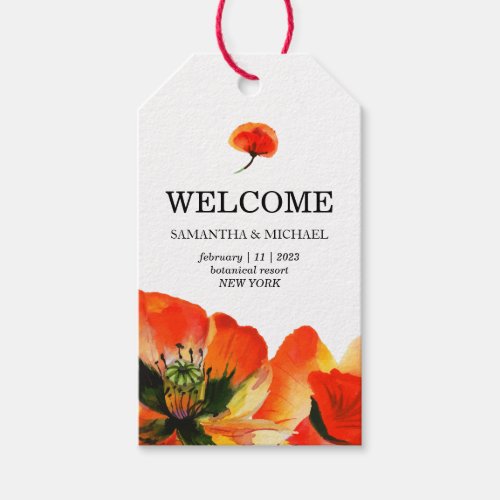 Poppy Flower Red Classic Suite Wedding Gift Tags
