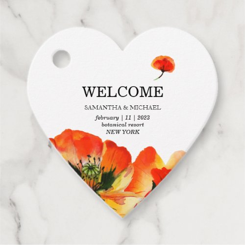 Poppy Flower Red Classic Thematic Wedding Favor Tags