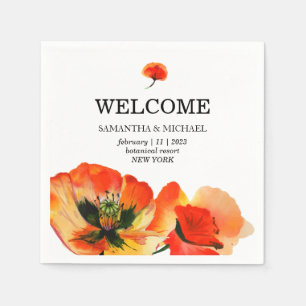 Poppy Flower Red Classic Wedding Napkins