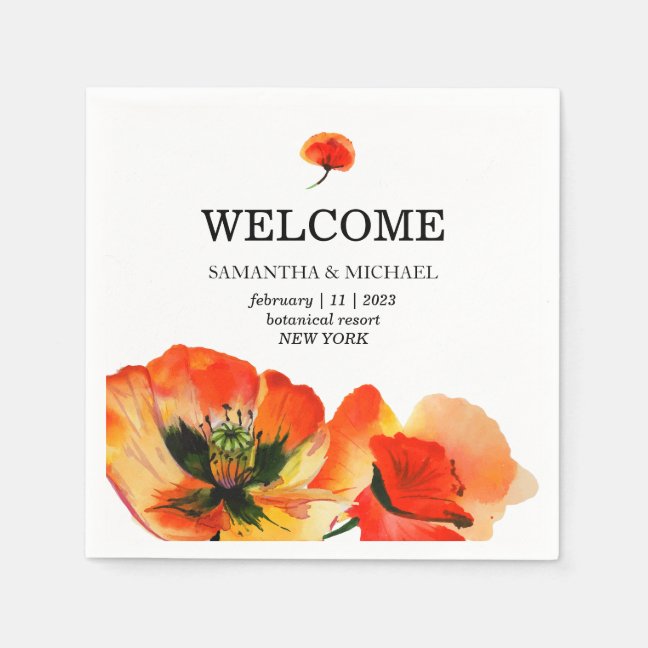 Poppy Flower Red Classic Wedding Napkins
