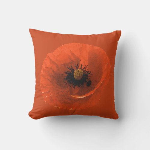 Poppy Flower Red Floral Colorful Abstract Custom Outdoor Pillow