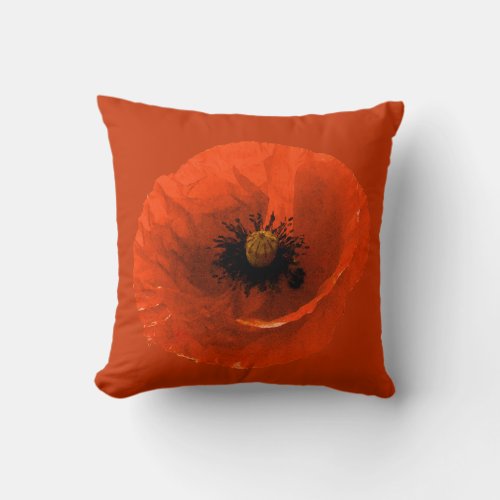 Poppy Flower Red Floral Colorful Abstract Custom Throw Pillow