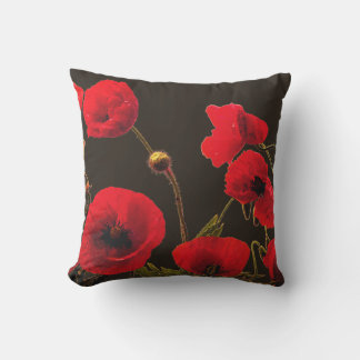 Poppy Flower Red Floral Watercolor Effect Abstract Outdoor Pillow