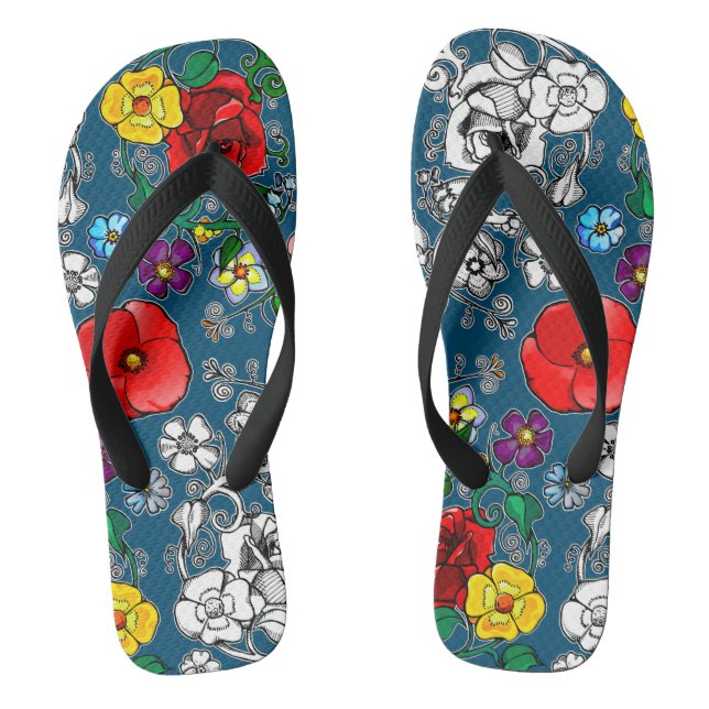 Poppy Flower Rug Slippers (Footbed)