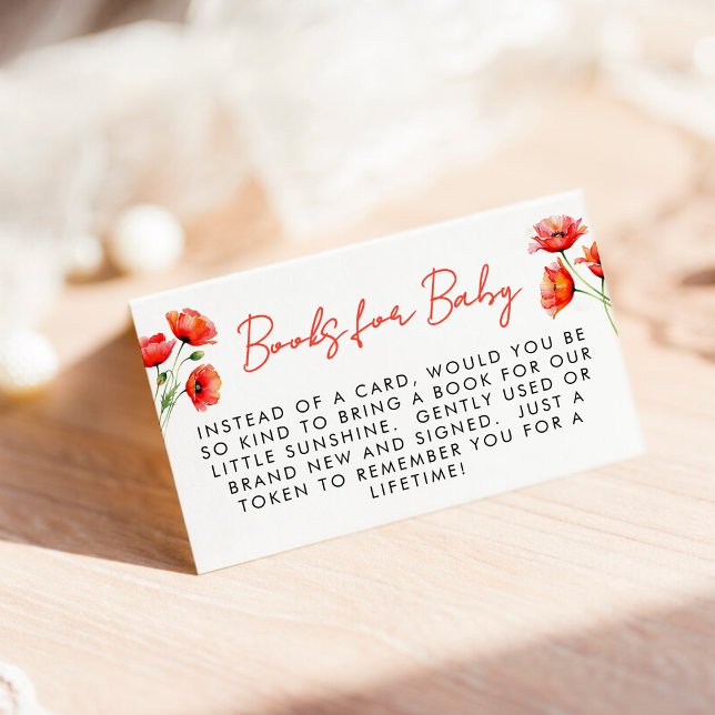 Poppy Flower Spring Baby Shower Book Request Enclosure Card (Poppy Flower Spring Baby Shower Book Request Enclosure Card
)