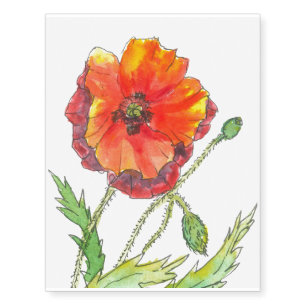 Poppy Flower spring painting Temporary Tattoos