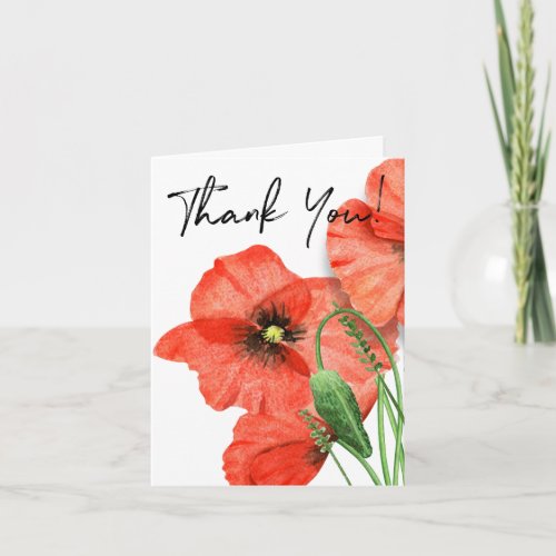 Poppy Flower Thank You Card