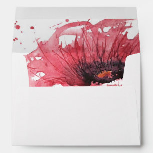 Poppy flower, watercolor envelope
