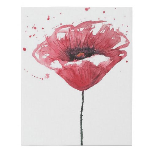 Poppy flower watercolor faux canvas print