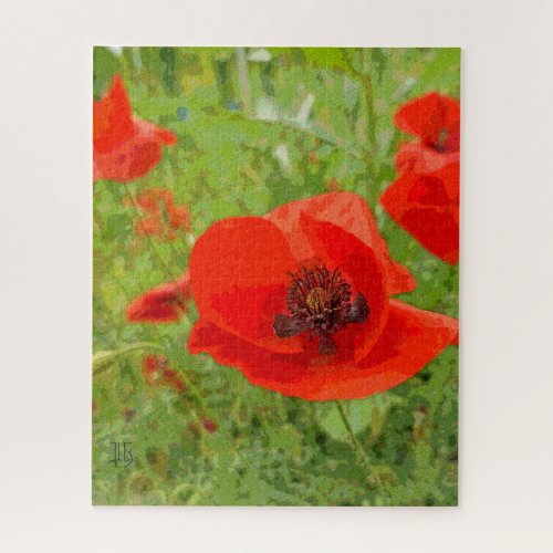 Poppy Flower watercolor Jigsaw Puzzle