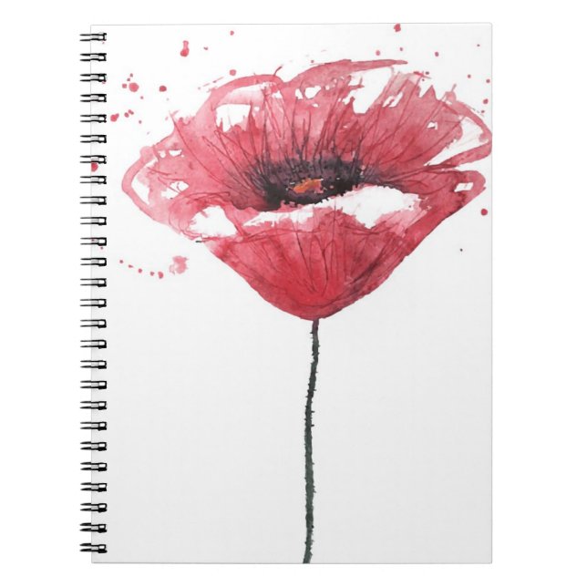 Poppy flower, watercolor notebook (Front)