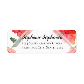 Poppy Flower Watercolor Red Floral Label