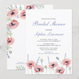 Poppy Flower Wedding Bridal Shower Invitation