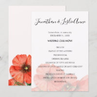 Poppy Flower Wedding Ceremony Program L2