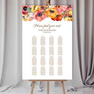 Poppy Flowers 16 Table Wedding Seating Chart  Foam Board
