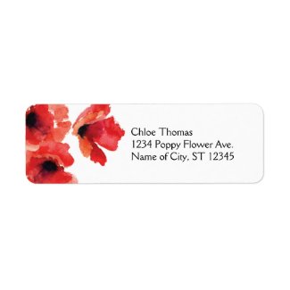 Poppy Flowers Address Label