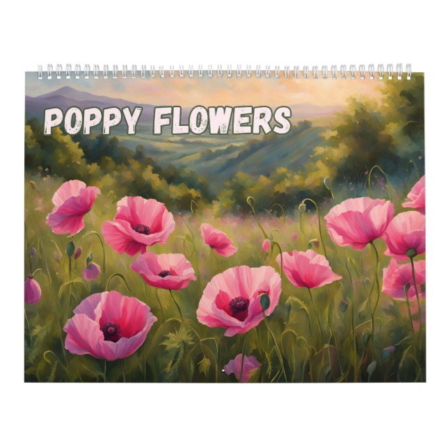 Poppy Flowers Art, Beautiful Meadows Nature  Calendar (Cover)