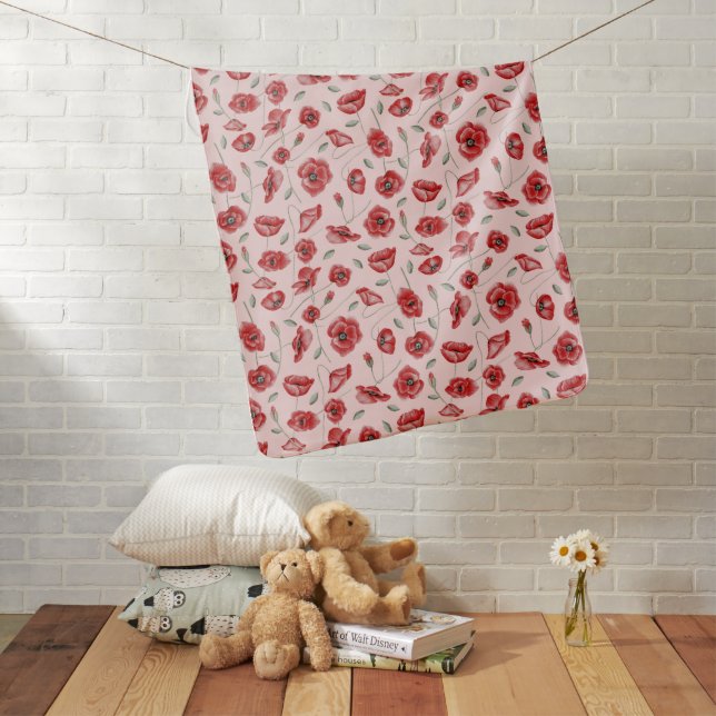 Poppy Flowers Baby Blanket (In Situ)
