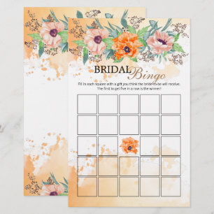 Poppy flowers bridal bingo game