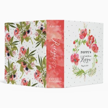 Poppy Flowers Bridal Shower Recipe 3-ring Binder by joyonpaper at Zazzle