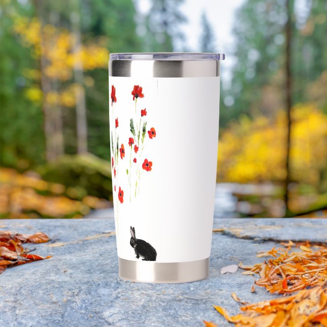 Poppy Flowers Bunny Rabbit Floral Insulated Tumbler (Outdoor)