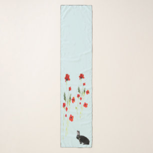 Poppy Flowers Bunny Rabbit Scarf
