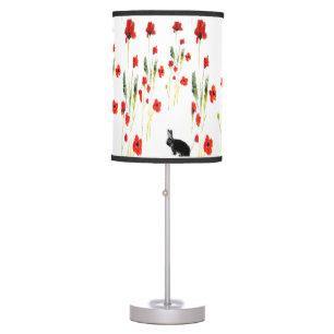 Poppy Flowers Bunny Rabbit Table Lamp