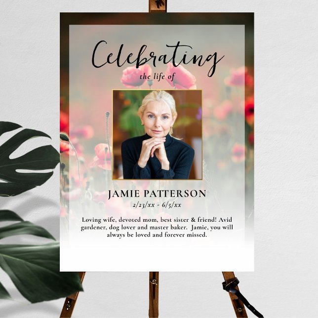 Poppy Flowers Celebration of Life Photo, Funeral Poster (Creator Uploaded)