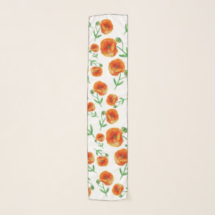 Poppy Flowers Chiffon Scarf