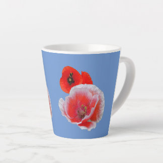 Poppy Flowers Close up Cust. Blue Latte Mug