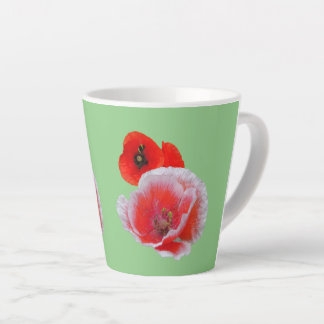 Poppy Flowers Close up Cust. Green Latte Mug