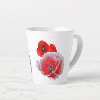 Poppy Flowers Close up Cust. White Latte Mug
