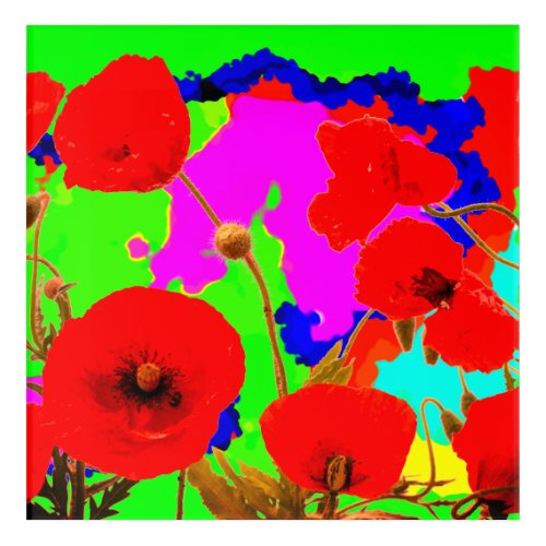 Poppy Flowers Colorful Bright Art Floral Abstract