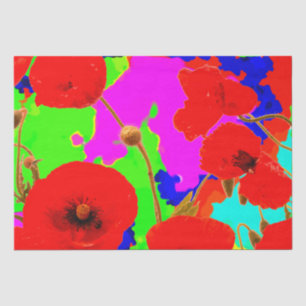 Poppy Flowers Colorful Bright Art Floral Abstract Tissue Paper