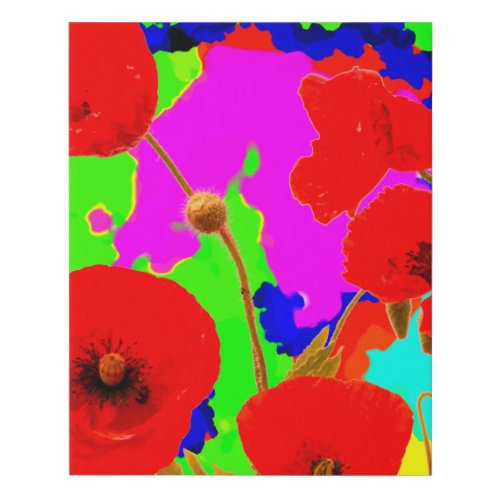 Poppy Flowers Colorful Bright Art Floral Patterns Faux Canvas Print