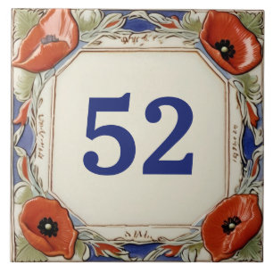 Poppy Flowers Door House Number Plate Sign Plaque Ceramic Tile