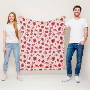 Poppy Flowers Fleece Blanket