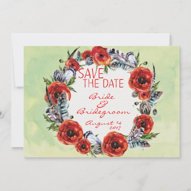 Poppy Flowers Floral Save the Date Wedding (Front)
