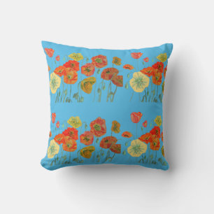 Poppy Flowers floralPoppies Waterercolor Cushion