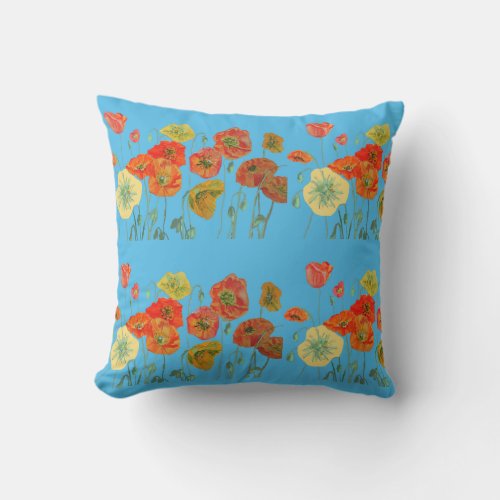 Poppy Flowers floralPoppies Waterercolor Cushion