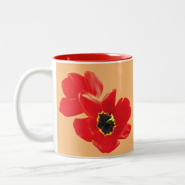 Poppy Flowers For Mom, Grandma Family and Friends Two-Tone Coffee Mug (Left)