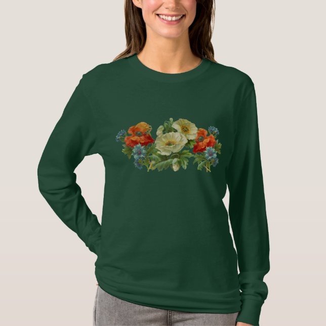 Poppy Flowers Gardening Tee (Front)