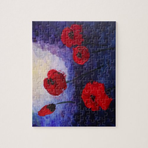 Poppy Flowers Impasto Art  Puzzle with Gift Box