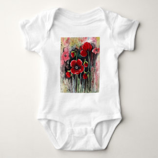Poppy Flowers In Watercolor Baby Bodysuit